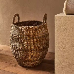 Natural/customized Color Eco-Friendly Clothing Storage <b>Baskets</b> Round/Rectangle/Square Flexible Seagrass water <b>hyacinth</b> <b>basket</b> - Product Image 5