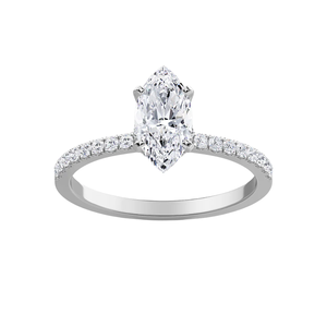 Anillo de Compromiso con Moissanita de 1.50 CT, Corte Esmeralda, Halo Oculto, Engaste de Puntas, Certificado IGI, Bañado en Rodio - Product Image 1