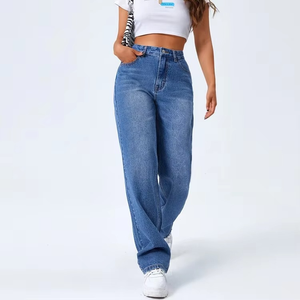 New Custom OEM Men's High-<b>Waist</b> Pencil Pants Breathable Coated Woven Denim <b>Jeans</b> Summer 100% Cotton with Medium Wash - Product Image 4