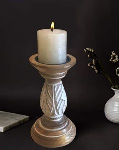 Direct Factory Wooden <b>Tea</b> <b>Light</b> <b>Holder</b> with Cylindrical Shape Single Candles Stand for Home Decoration Durable At Best Price - Product Image 2