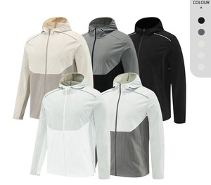 Men's Windproof Hooded Zipper <b>Jacket</b> Color Blocking Sporty Autumn Wear Polyester <b>Slim</b> <b>Fit</b> - Product Image 1