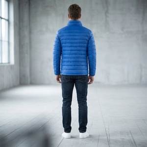 Chaqueta Acolchada Azul para Hombre PORTACE ENTERPRISES, Cuello Alto, Cierre de Cremallera, Resistente al Viento, Transpirable, Informal, para Invierno, Corte Ajustado, Forro Polar - Product Image 3