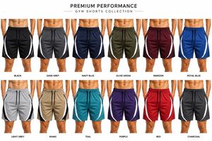 Shorts de sport en toile vert olive pour homme, séchage rapide, avec cordon de serrage à la taille, longueur mi-cuisse, pour entraînement et gym, écologiques - Product Image 6