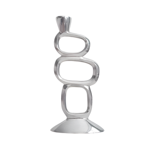 Support à bougie décoratif, nouveau design, finition argent mat, pour la décoration intérieure, porte-bougie en aluminium coulé, fait main, personnalisé - Product Image 4