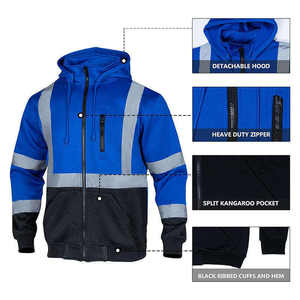 เสื้อฮู้ดสะท้อนแสงแบบถอดได้ Hi Vis สำหรับงานก่อสร้าง รักษาความปลอดภัย  เสื้อกันหนาวแบบสองสี - Product Image 3