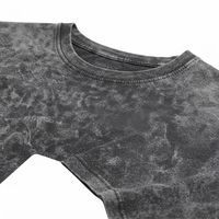 T-shirt noir délavé à l'acide 100% coton vierge coupe oversize vintage streetwear lourd mode vente en gros OEM ODM