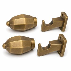 Ensemble de finitions et supports de tringle à rideau en laiton massif, finition antique facettée pour tringle de 25 mm - Product Image 1