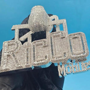 <b>Custom</b> Airplane <b>Name</b> Pendant Moissanite Diamond Iced Out Hip Hop <b>Necklace</b> Bling Jewelry Gift - Product Image 1
