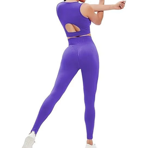 Ensemble de yoga sans couture grande taille aux couleurs personnalisées pour femmes, ensembles de sport pour la gym et l'entraînement, extensible dans quatre directions, écologique et respirant - Product Image 2