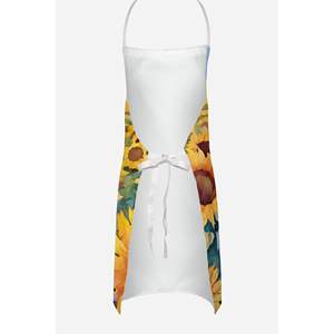 Delantal Multicolor grande Unisex con acuarela de girasoles de Kansas para cocinar manualidades para hornear jardinería para hombres y mujeres adultos - Product Image 4