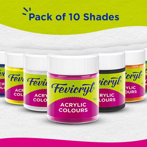 Kit de 10 Colores x 15 ml de Pintura Acrílica Fevicryl, Kit Girasol, Pintura DIY con Pigmentos Ricos |   Multicolor Multisuperficie |   No tóxico - Product Image 1