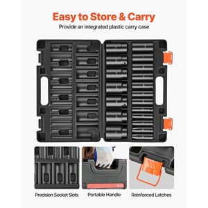 19 Piece <b>Impact</b> <b>Socket</b> Set 1/2\" Drive 6 Point Deep <b>Sockets</b> 3/8\" & 1 1/2\" Cr V Rugged Const for Professional Use - Product Image 6