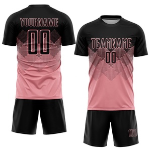 Conjunto de Camiseta de Fútbol Sublimada Personalizada, Degradado Negro y Rosa, Manga Corta, Absorbe la Humedad, Uniforme Deportivo Unisex para Adultos - Product Image 1