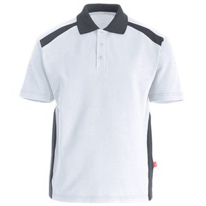 Chemise à manches courtes blanche pour homme avec design à blocs noirs, style décontracté, séchage rapide, tissu tricoté 100% polyester, coupe classique - Product Image 2