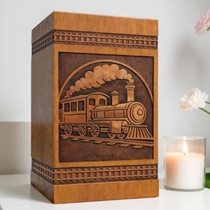 Personalized Wooden Train Urn – Engraved Locomotive Memorial Keepsake Box Memorial Keepsake by AYAANS - Product Image 1
