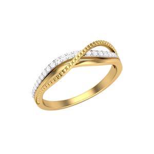 แหวนแต่งงานทองคำแท้แบบไขว้ 2 แถว ประดับเพชรสำหรับผู้หญิง ดีไซน์อินฟินิตี้ เหมาะเป็นของขวัญหมั้น - Product Image 2