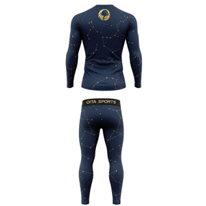 Ensemble de vêtements de sport pour homme, bleu marine, manches longues et leggings, compression, entraînement, fitness, gym, athlétique - Product Image 2
