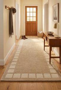 Alfombra de Lana Premium Hecha a Mano, Antideslizante, Abstracta, Minimalista, Beige, con Borde Rectangular, Moderna, para Sala de Estar o Dormitorio, Pelo Medio - Product Image 2