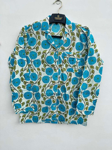 Ensemble de pyjama décontracté pour femmes à imprimé floral, été automne, 100% coton, col en V, manches longues, vêtements de nuit respirants et doux, vêtements de détente - Product Image 2