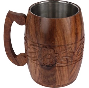 Handmade wooden beer mug eco-friendly sustainable carved wood <b>cup</b> Natural rustic wood drinking mug - Product Image 4