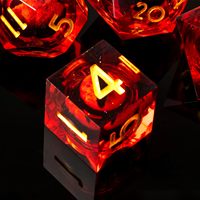 Dés de jeu de rôle Beholder's Dragon Eye DND, cœur liquide œil de chat, bords tranchants, en résine faite à la main, lot de 7, écologiques, Dungeons & Dragons, TTRPG, rose