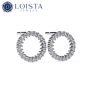 Pendientes de Aro con Diamantes LOISTA, Corte Brillante Redondo, Color G, Oro Blanco Natural, Clásicos para Mujer, Certificados por GIA - Product Image 2