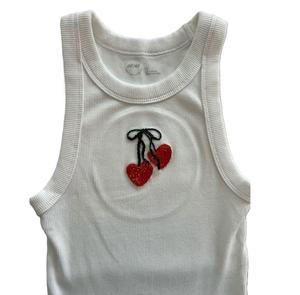Haut en coton côtelé sans manches abordable avec broderie tendance pour femme, idéal pour les soirées décontractées, le quotidien et la garde-robe estivale - Product Image 1