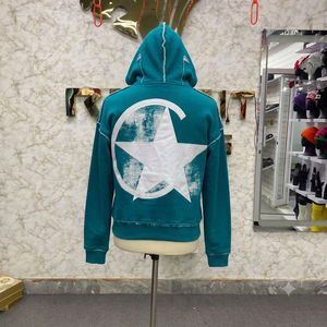 Sweat-shirt à capuche zippé Rexfit Made Teal, imprimé graphique, unisexe, coupe ample, en polaire, style hip-hop, hiver, couleur acidulée - Product Image 2