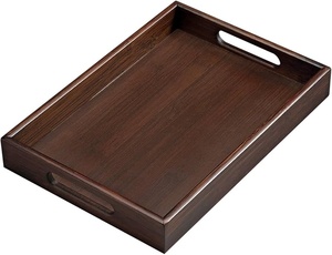 Bandeja de Madera Rústica Cuadrada para Servir Alimentos con Asas de Agarre Fuerte - Product Image 3