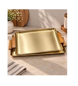 Fantastisches Design Serviertablett Edelstahl Silberfarben Schokoladentablett-Set aus drei verschiedenen Größen Geschirr-Tablett für Speisen. - Product Image 2
