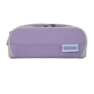 Zipper Closure and Brand Patch A5 Size <b>Stationery</b> <b>Set</b> Water-Resistant SENDA Lavender Nylon Simple Pencil Case - Product Image 5