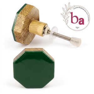 Ba Octagonal Wood Cabinet Knob Green Modern Multi-Function Handle for Kitchen Wardrobe Drawer <b>Doors</b> - Product Image 1