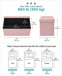 ม้านั่งเก็บของหุ้มผ้ากำมะหยี่สีชมพูสำหรับห้องนั่งเล่น เฟอร์นิเจอร์บ้าน - Product Image 2