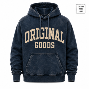 Sweat à capuche zippé pour homme en molleton bouclette 100% coton, personnalisé, collection Printemps 2026, effet vintage délavé soleil, délavé à l'acide, gaufré thermique et vieilli - Product Image 3