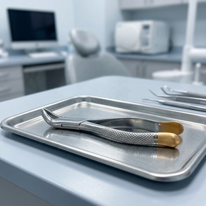 Forceps d'extraction dentaire en acier inoxydable avec poignée moletée, instrument chirurgical manuel de classe I - Product Image 2