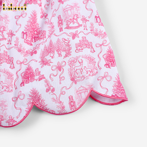 DR4630 - Robe de Noël en toile brodée à la main avec des perles pour filles - ODM Vêtements pour enfants Automne 100% coton certifié OEKO-TEX - Product Image 4