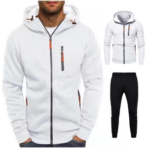 Mens Slim Fit Hooded Tracksuit Set Breathable Sportswear <b>Jogging</b> <b>Suit</b> with Zipper Pockets Custom Bulk Wholesale - Product Image 1