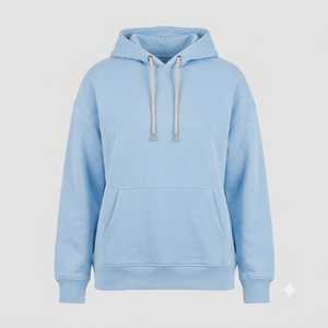 Sweat-shirt à capuche unisexe personnalisé en coton respirant bleu clair, coupe classique, brodé, streetwear d'hiver - Product Image 1