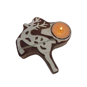 Deer Hand Crafted Wooden <b>Tea</b> <b>Light</b> Holder Stand for Anniversary Wedding Home and Events Decoration - Product Image 1