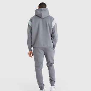 Ensemble de survêtement pour homme en molleton 100 % coton, grande taille, avec sweat à capuche uni et pantalon de jogging - Product Image 2