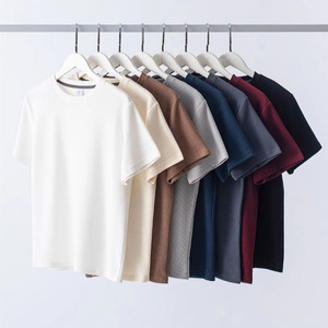 Camiseta de punto tipo gofre extragrande con logotipo personalizado OEM para hombre, cuello corto, transpirable, de secado rápido, informal, para verano, estilo business. - Product Image 6