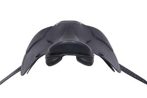 Silla de Montar Inglesa Negra Premium de Cuero Genuino con Estampado, Correas de Estribo Ajustables, Silla de Montar Profesional para Equitación Rápida - Product Image 2