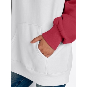 Women's Eco-Friendly Waterproof Bamboo Fiber Long Sleeve Pullover <b>Hoodie</b> White <b>Red</b> Autumn Wear - Product Image 5