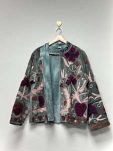 Premium Bohemian Suzani <b>Velvet</b> Bomber Jacket <b>Women</b> Handmade Floral Embroidered Winter Regular Reversible Eco-Friendly Stylish - Product Image 1