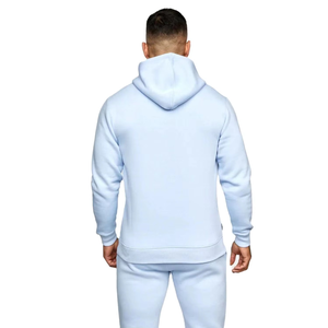Men's Light Blue Quick Dry <b>Lightweight</b> <b>Hoodie</b> Sweatpants Tracksuit Set Full Sleeve Solid Color Cotton Casual Sportswear Side - Product Image 4