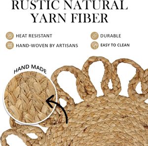 Handcrafted Round Straw Placemat Solid Color Bohemian Style <b>Table</b> <b>Mat</b> for Dining Room Home Decor - Product Image 5