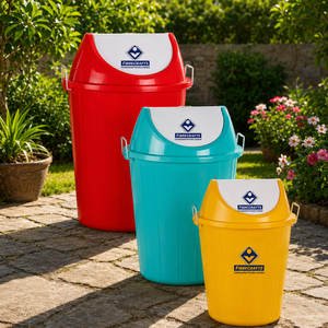 Nouvelle poubelle extérieure en plastique 2026, rectangulaire avec couvercles, bac de tri des déchets, options de couleurs jaune, bleu, rouge, vert - Product Image 2