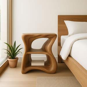 Table d'appoint classique en bois, idéale pour l'angle du canapé, avec pieds robustes, design minimaliste, finition chaleureuse - Product Image 6