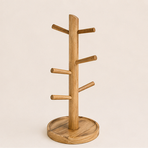 Modern Minimalist Wooden Mug Holder <b>Tree</b>, Rustic Farmhouse Coffee Cup <b>Stand</b> With Multi-Directional Branches Space-Saving Display - Product Image 5