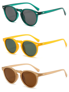 Hot Selling 2025 Popular Custom logo Classic Literary Vintage Glasses UV400 Unisex Small Frame Simple Rivet Polarized <b>Sunglasses</b> - Product Image 1